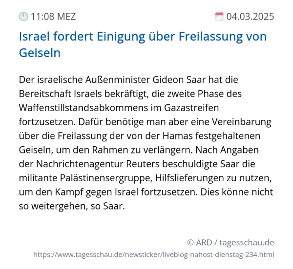 Screenshot eines tagesschau Liveblog Eintrags.