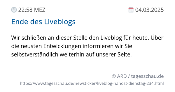 Screenshot eines tagesschau Liveblog Eintrags.