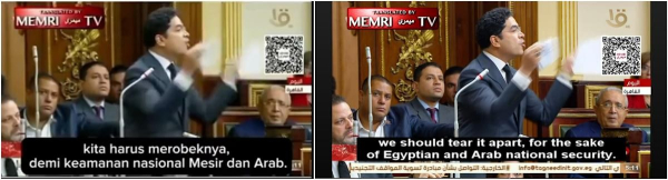 Video shows Egyptian MP protesting Gaza war, not prime minister ripping up peace treaty with Israel