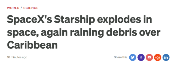 SpaceX's Starship explodes