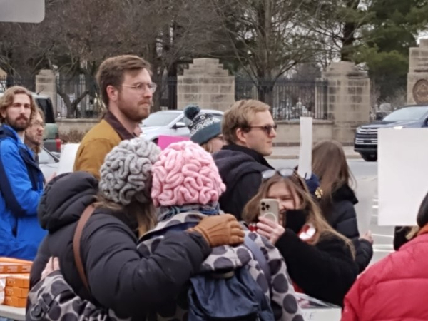 Small crowd gathered in South Bend, Indiana