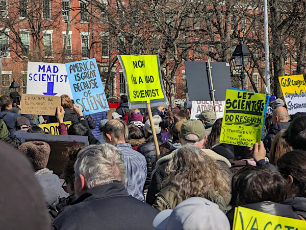 Signs! Lots of "mad" scientists here:

Mad Scientist (arrow pointing to sign-holder)

America is great because of science

I'd rather be reviewing F31 grants for the NIH today

Now I'm a mad scientist

Let scientists do research { P.S. "transgenic" ≠ "transgender", don't let an idiotic autocratic carrot muck science! }

GOP congress supports a coup. Shame on them