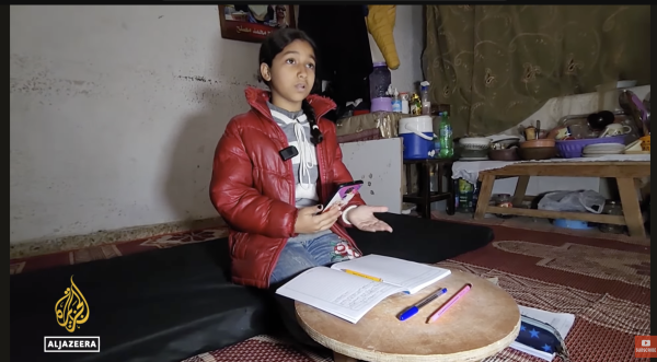 child in Gaza using mobile and pen and book to educate herself

src al jazeerah

https://www.youtube.com/watch?v=Lufq4P7SSxM