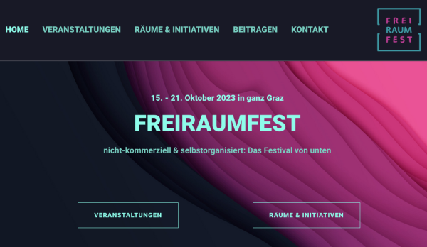 Screenshot von der Webseite https://freiraumfest.at