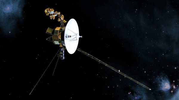 Pic of the Voyager spacecraft with a starry background