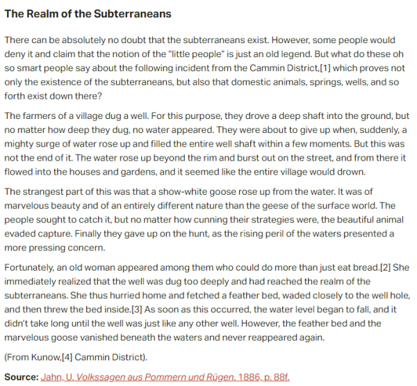 German folk tale "The Realm of the Subterraneans". Drop me a line if you want a machine-readable transcript!